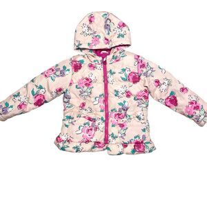 Cherokee girls winter fall pink shabby floral hooded fleece lined jacket 5T